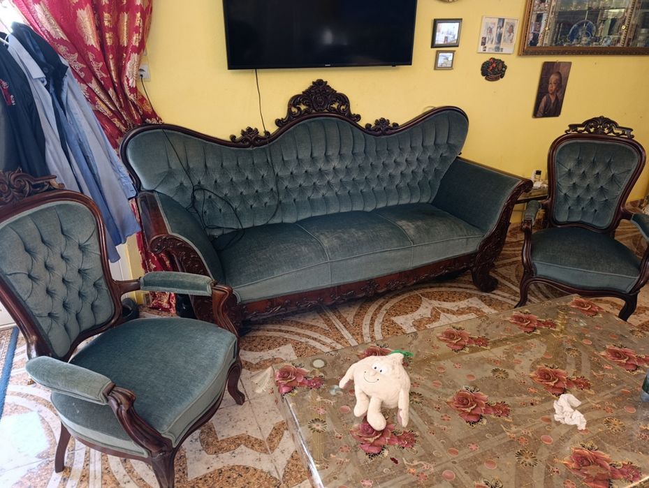 Set canapea lemn masiv baroc în stare buna