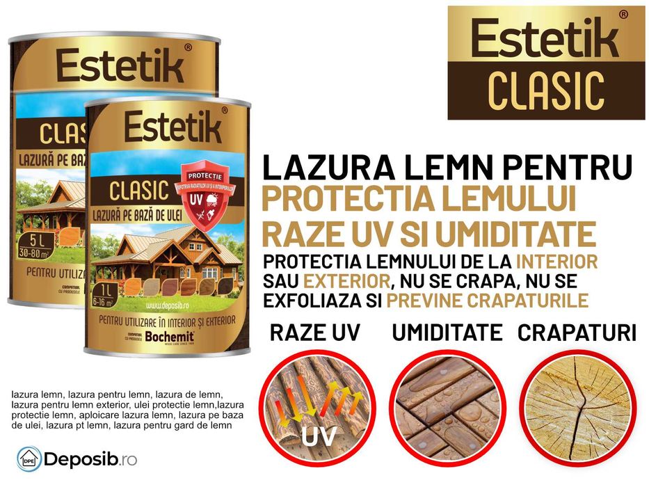 Lazura lemn Estetik - Protectie UV, Umiditate, Crapaturi