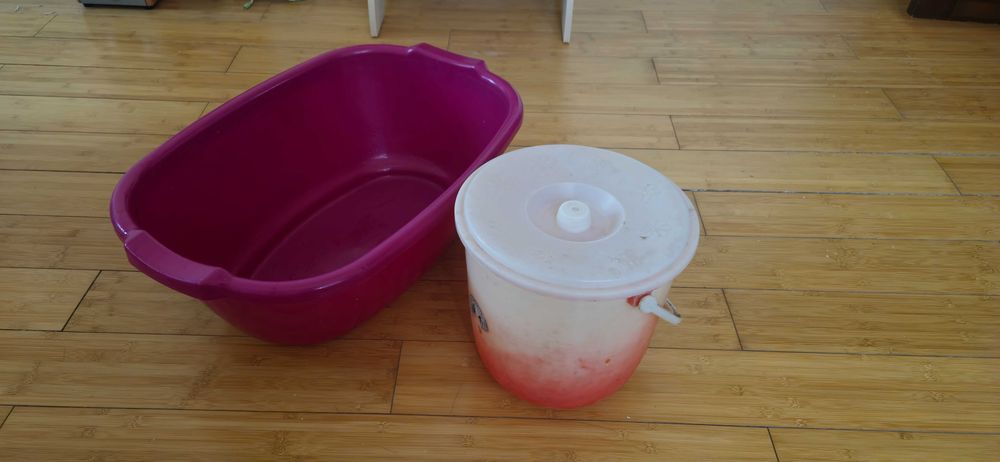 Тазик + ведро с крышкой