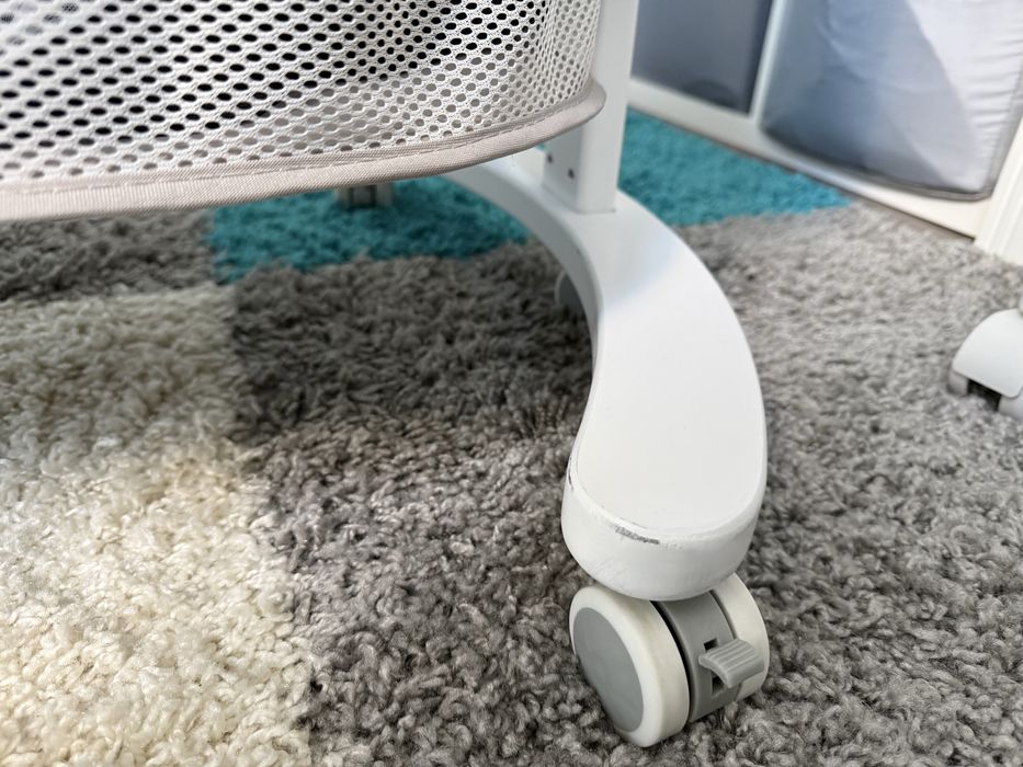 Patut Co-Sleeping cu doua nivele,spatiu de depozitare si Baldachin Gri