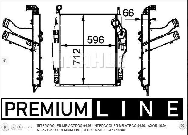 Intercooler Mercedes Actros, Axor, Atego