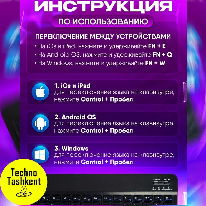 Мини bluetooth клавиатура + мыш комплект (Garantiya) (Dostavka Bor)