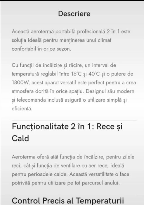 2 in 1 Aer conditionat si aeroterma