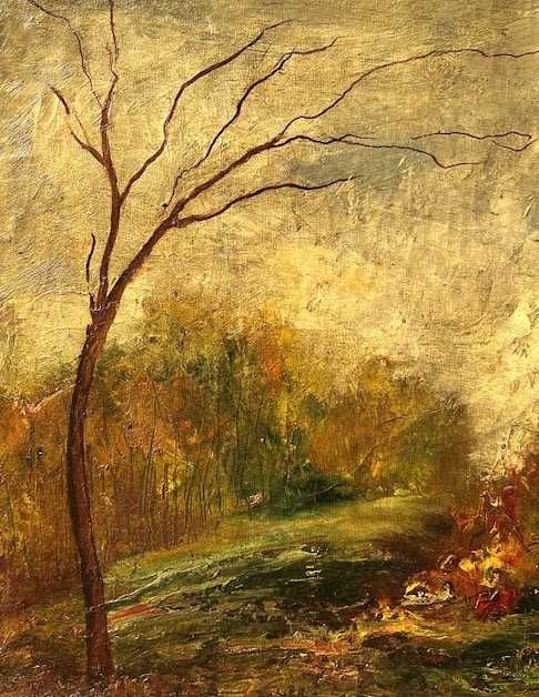 *TOAMNA* Tablou VECHI, semnat Balla Attila, ulei pastos/carton