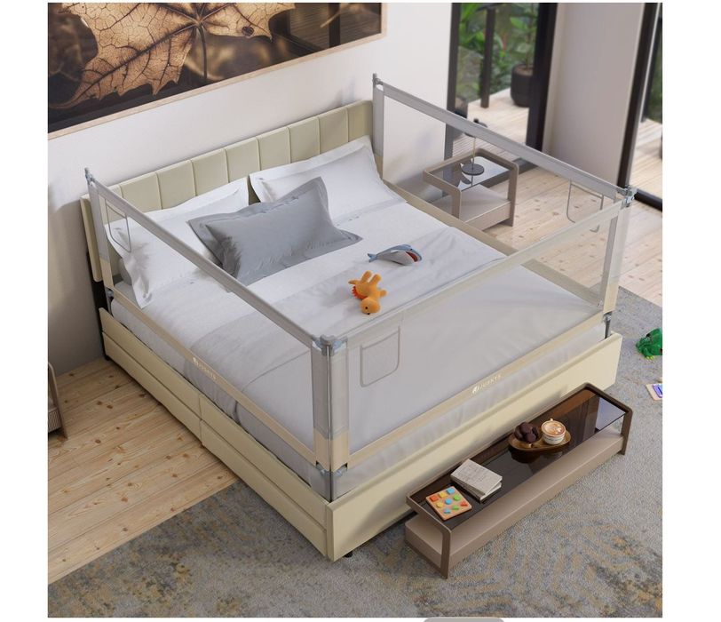 Barieră / Apărătoare de Pat pentru Copii Juskys "Jaron" (200 cm, Bej)