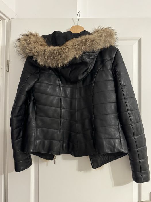 Geaca piele cu blana naturala