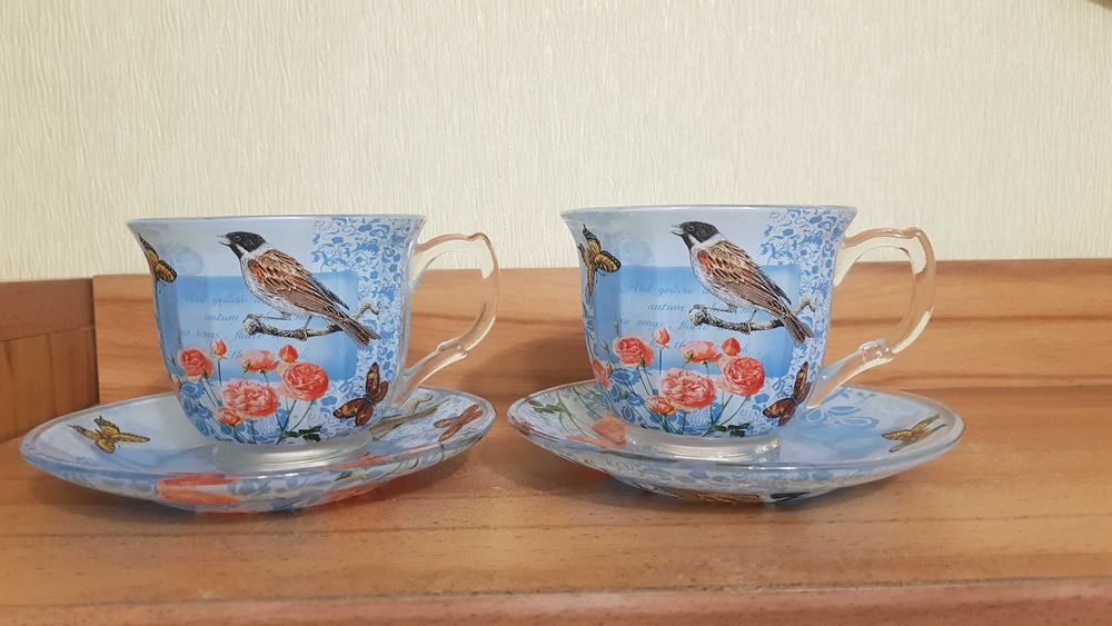 2 чайные пары, стекло