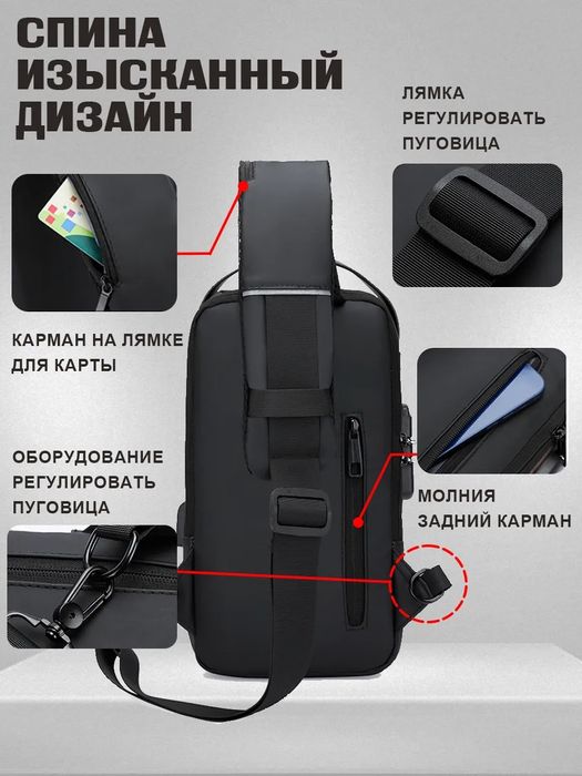 Рюкзак  через плечо С USB-портом и кодовым замком