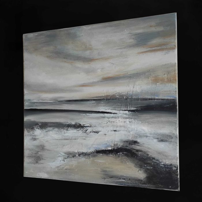 Tablou "Riverbanks" tehnica mixta pe panza