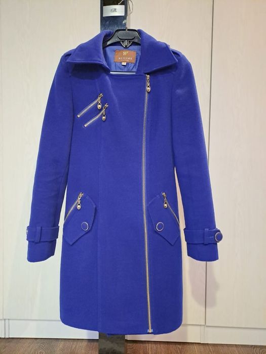 Пальто женское синее