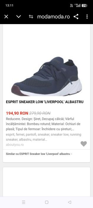 Snekers Esprit albastru Nr 37