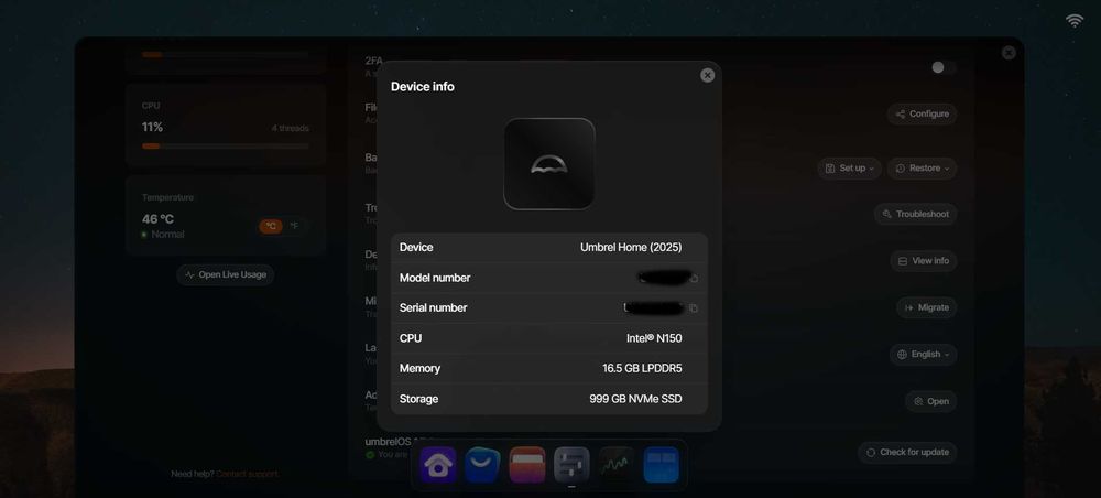 Umbrel Home (2025) - Server Personal / Smart Home (Intel N150, 16GB RAM, 1TB SSD)