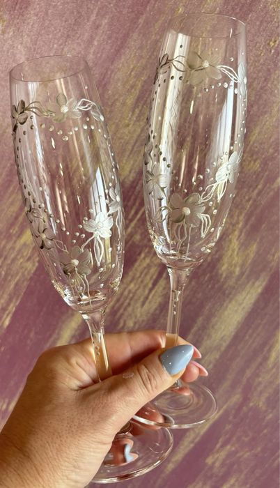 РАЗПРОДАЖБА!!! Рисувани сватбени ритуални чаши - 2бр