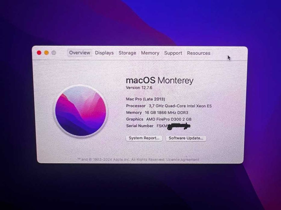 Apple Mac Pro 2013 Intel Xeon E5 16GB RAM AMD FirePro D300 x2 nvme