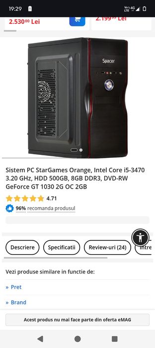 PC Gaming ( ULTIMUL PRET CADOU de Craciun )cumparat de nou,folosit 1 l
