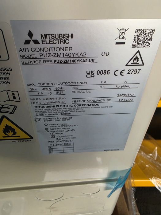 Ново Външно тяло  Mitsubishi 16kw Mr. Slim A+++ подходящо за направа на термопомпа