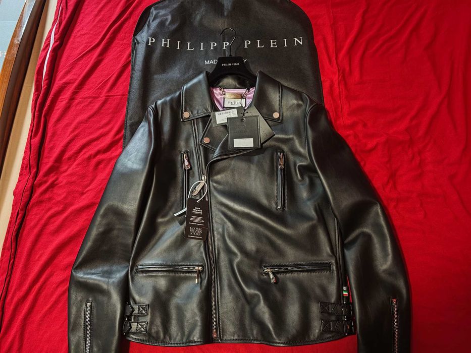 PHILIPP PLEIN оригинално ново рокерско кожено яке XXL