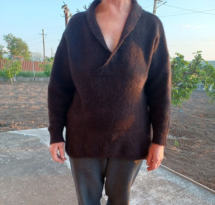 Pulover de alpaca dama cu guler șal