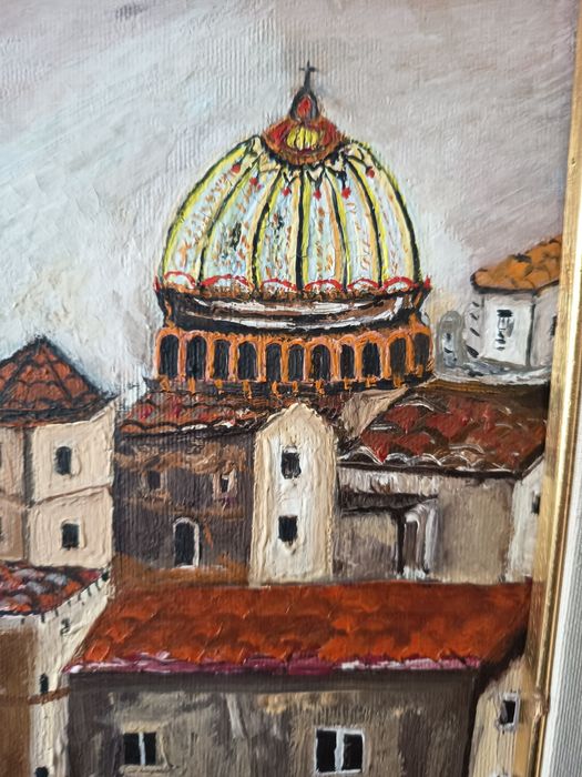 Tablou Superb Pictura In Ulei Pe Panza "Oraș European"