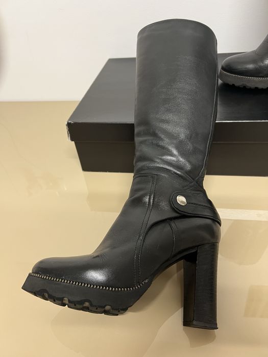 Cizme lungi, din piele, negre, Enzo Bertini