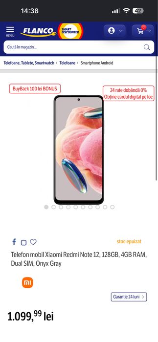 Xiaomi redmi note 12 4G 128 gb, telefonul este nou   NEGOCIABIL‼️