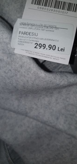 Pardesiu / Vesta palton Stradivarius nouă