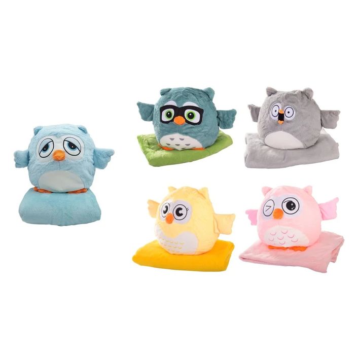 3в1 Емоционален бухал с одеало, Плюшена играчка Бухал с одеало
