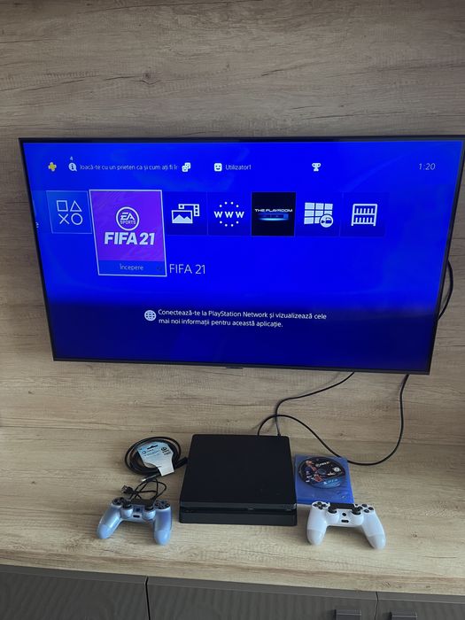 Consola PS 4 Slim 500 gb, 2 controllere noi! Joc, Pret neg