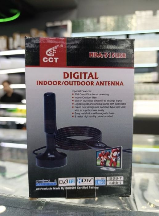 Антенна комнатная, с усилителем, питание usb 24/7