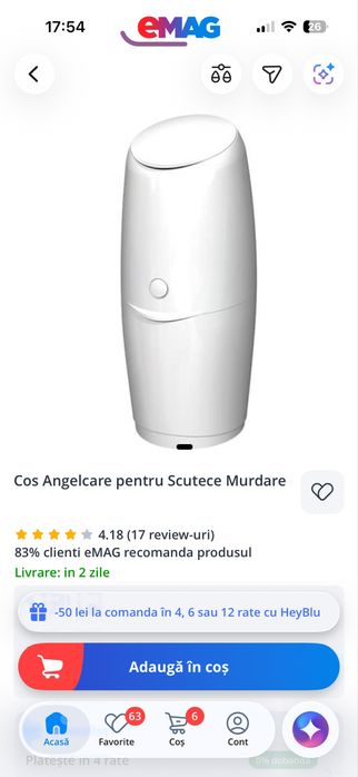 Cos Angelcare pentru scutece