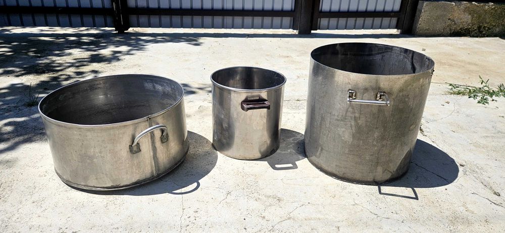 Set 3 vase (oale/cazane) inox