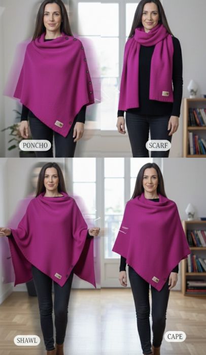 Şal Poncho Pura Lana Italia lux, Lână Pură, Tehnologie ECO