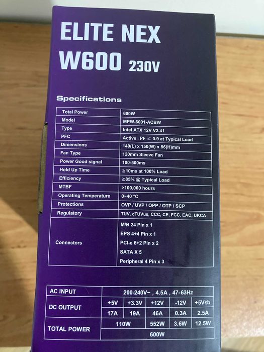 CoolerMaster Elite NEX White W600 230V