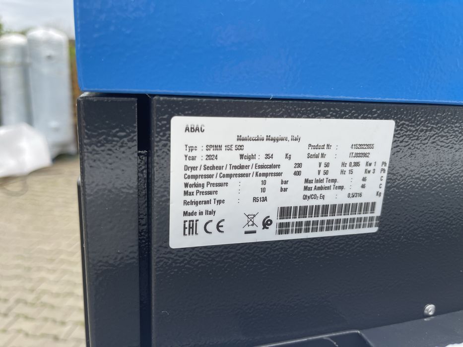 Compresor Aer cu surub ABAC 15kw - 10bar / 13bar - Complet Echipat