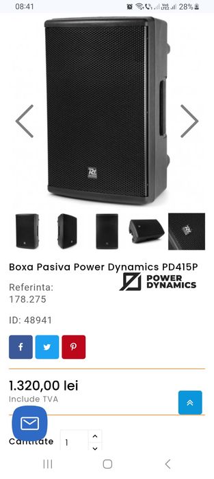 Boxa pasiva 15" 350W Power Dynamics PD415P