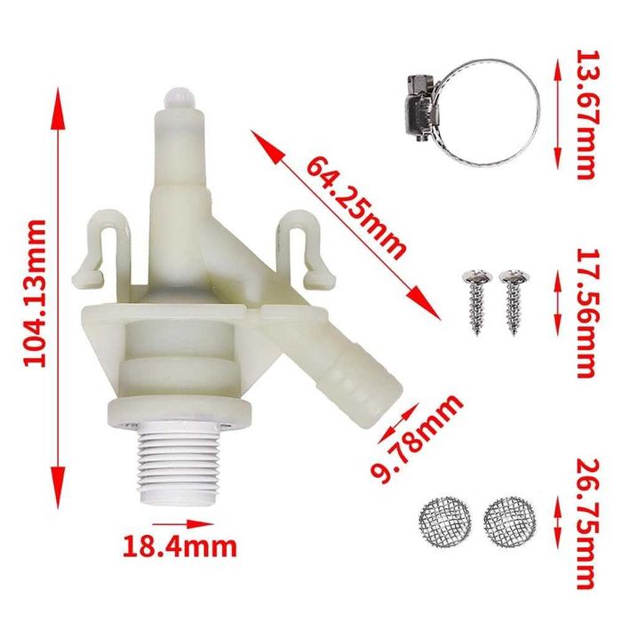 Kit supapă de apă pentru autorulote compatibil cu toaleta Dometic