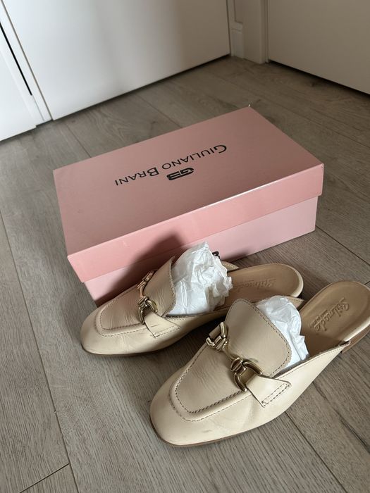 Мюли кожаные, бежевого цвета