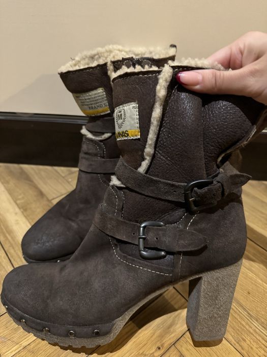 Кафяви боти на ток естествена кожа