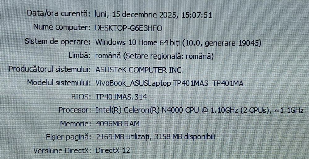 Laptop Asus VivoBook Flip 11,6" N4000 4gb ram 64gb+slot M2 stocare