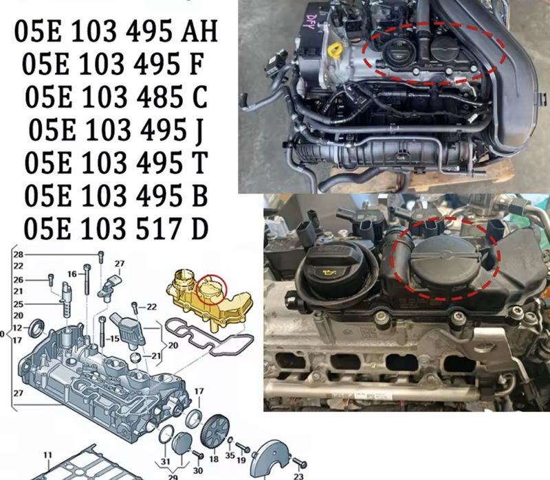 Supapa Membrana Capac Culbutori Valva Pcv Vw Audi Skoda 1.5 Tsi Tfsi