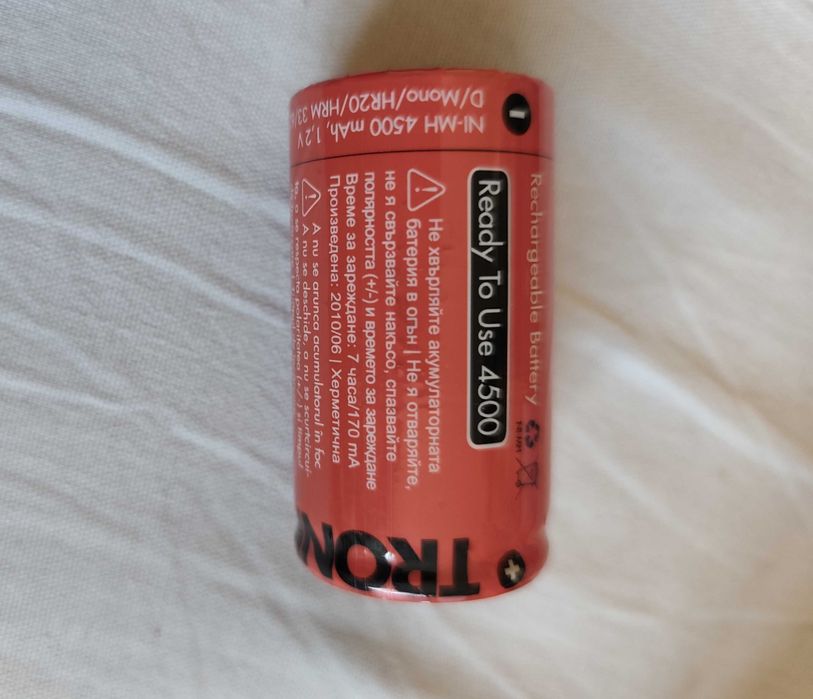 Акумулаторна /презареждаема/ батерия R 20, Tronik, Ni-MH, модел Ready To Use 4500 mAh, 1.2 v