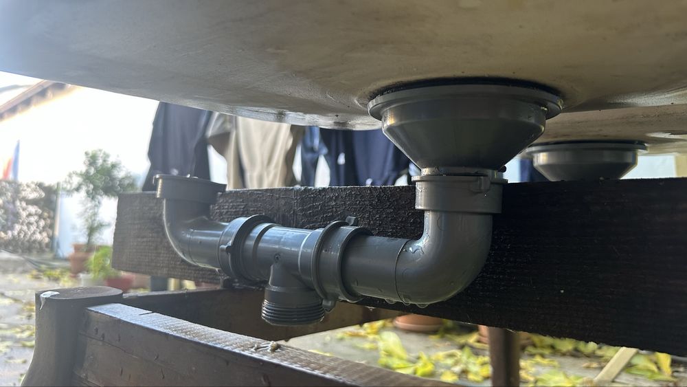 Vand chiuveta dubla din ceramica - crem