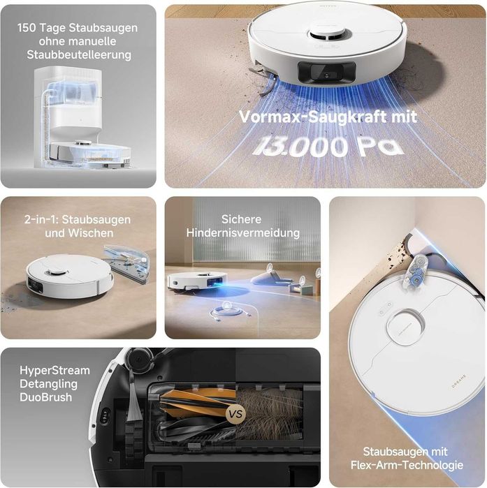 Нова Прахосмукачка Робот с Моп Dreame D20 Pro Plus RLD43SD, 2 години Гаранция, HEPA Филтър, Сухо и Мокро Почистване