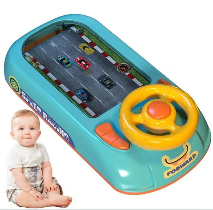 Consola jocuri de curse pentru copii,volan de curse de masini Stem Cog
