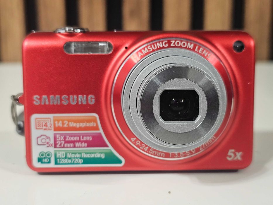 Y2K Aparat foto digital compact Samsung ST65 Rosu 14.2MP 5x Zoom
