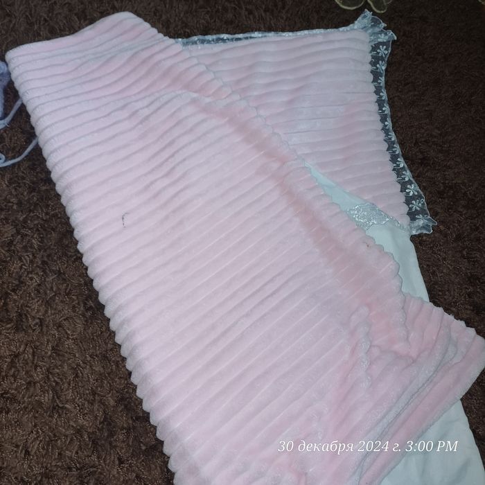 Плед стеганое одеялко с рождения конверт на выписку бант