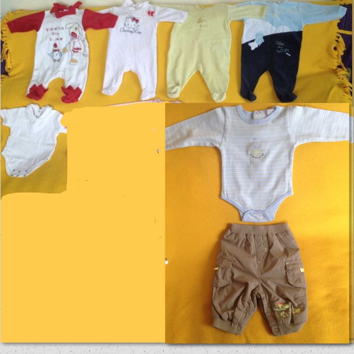 0-3м 7бр френски зимни дрешки момче ромпъри гащеризони боди панталон