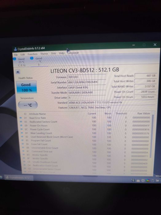 ssd Nvme Liteon 500GB viata 100%