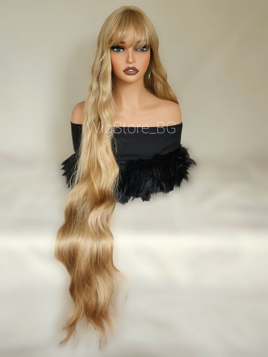 120см Дълга Руса перука с бретон къдрава Rapunzel Cosplay