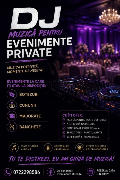 DJ Sonorizări Evenimente, Botez, Cununie, Majorat, Banchet, Oltenita